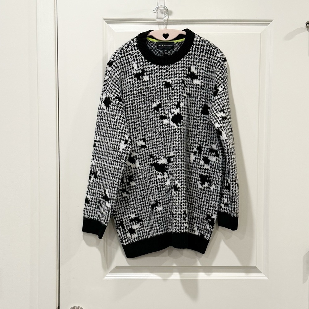 NWT! BP + Wildfang Crewneck Black White Pullover Sweater